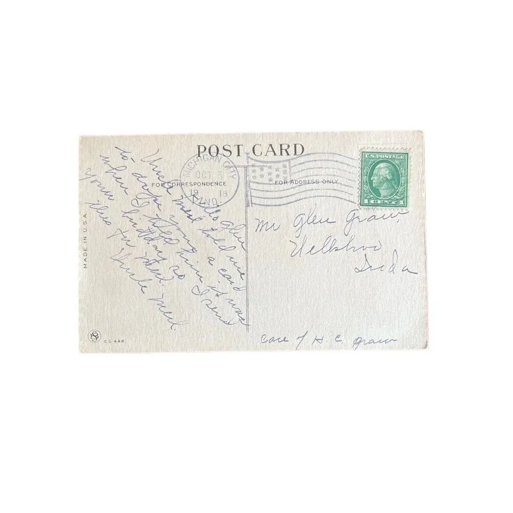 Antique 1913 Ephemera Postcard Humorous Sweet Message Dutch Girl Boy Posted SEE